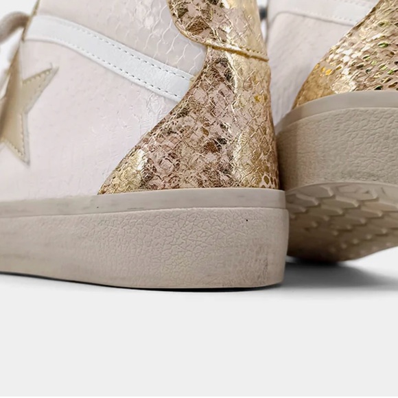 ShuShop Paulina Blush Snake Gold Star Sneakers - Picture 2 of 9